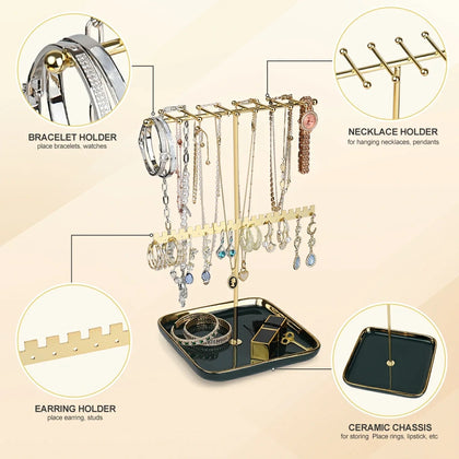 Stylish Ceramic Metal Jewelry Display Stand for Hanging Pendant Earring Bracelet Rings Accessories