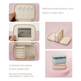 High Quality pu leather portable storage case velvet small travel jewelry boxes mirror organizer holders zipper jewelry storage box