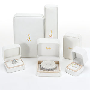 Korea new style factory wholesale ring necklace bangle wedding Valentine's gift packaging white leather jewelry box