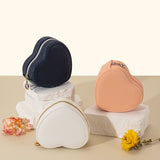 Mini Travel Jewelry Case Portable Travel Jewelry Organizer Small Heart-shaped Leather Jewelry Box for Women Girls