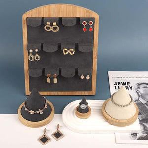 New style luxury velvet bracelet ring earrings stand holder displayer jewelry store storage wooden jewelry display stand