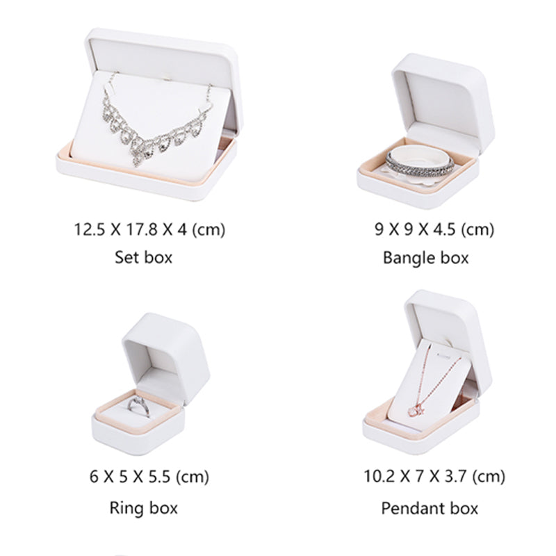 Wholesale Luxury earrings ring jewelry box logo white and gold luxury pu  leather storage set custom jewelry packaging box From m.
