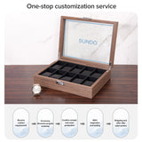 New design high-end metal lock large 10 slots packaging box leather watch storage display case wooden watch storages box