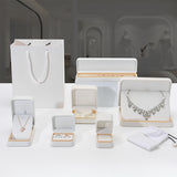 Korea new style factory wholesale ring necklace bangle wedding Valentine's gift packaging white leather jewelry box