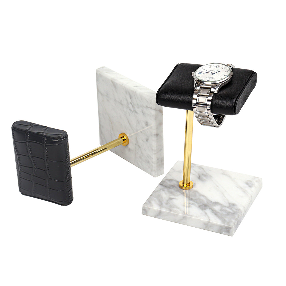 luxury black leather marble bracelet watch display stand holder